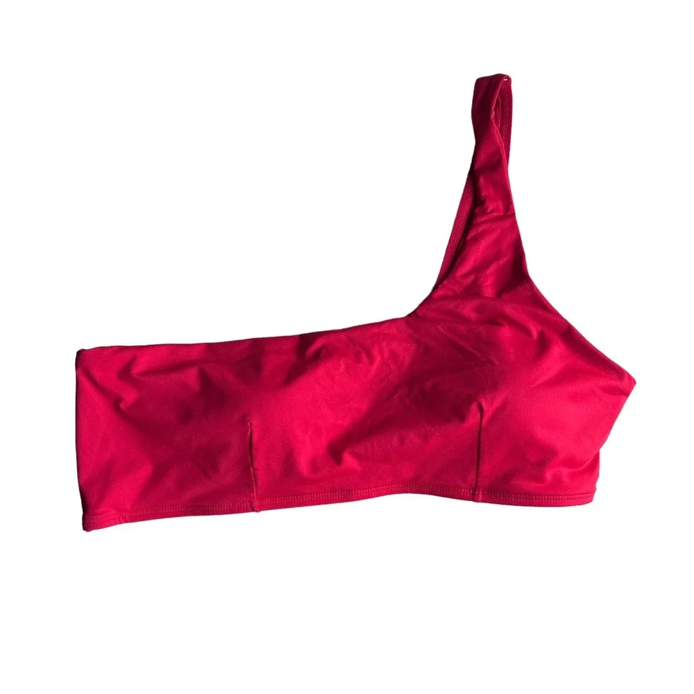 andie swim wyndwood bikini top in cherry red, women size x-large xl